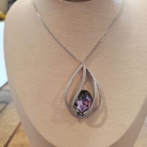 Authentic Signed Swarovski Crystal Megan Pendant Necklace